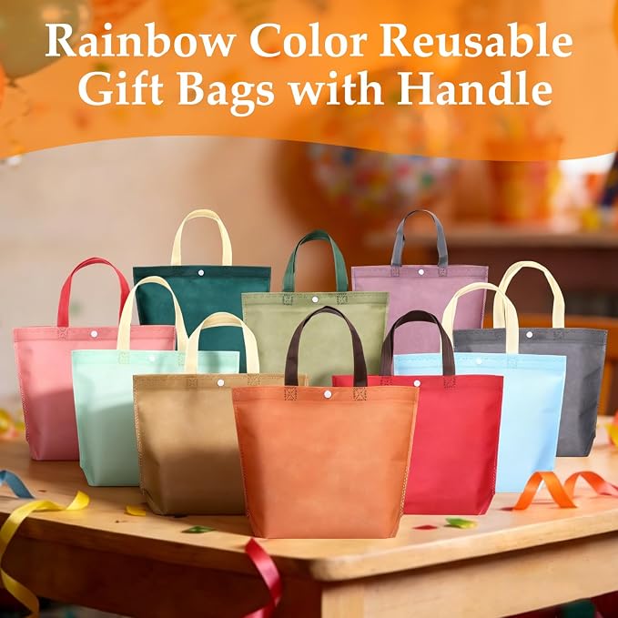 Hsei 150 Pcs Reusable Grocery Bags Bulk with Handle Button, Small Tote Bags | 13 x 10 Inch, Non-woven Tote Gift Bag, Foldable Shopping Totes, for Parties Gift, Retail, Storage - Image 5
