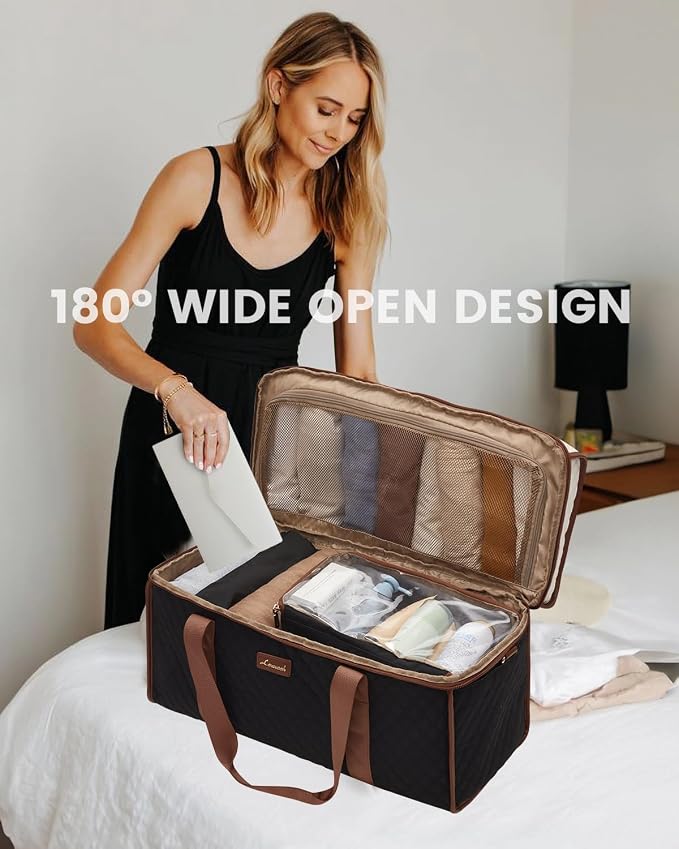 LOVEVOOK Travel Duffle Bag - Weekender & Overnight Bag with Toiletry & Wet Pocket, Carry-On Size, 3pc Set - Image 2