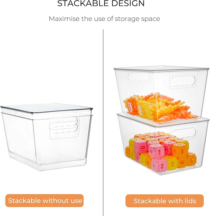 Clear Stackable Storage Bins, Plastic Toy Organizers and Storage with Lids, Toy Bins for Kids Organizer, Storage Container for Organizing for Playroom, Toy Storage Organizer Holds Toys(6) - Image 4