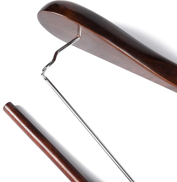 Luxury Wide Shoulder Wooden Hangers 2 Pack, with Locking Bar, Smooth Retro Finish Wood Suit Hanger Coat Hanger for Closet, Holds Up to 20lbs, 360° Swivel Hook, for Jacket, Dress Heavy Clothes Hangers - Image 4