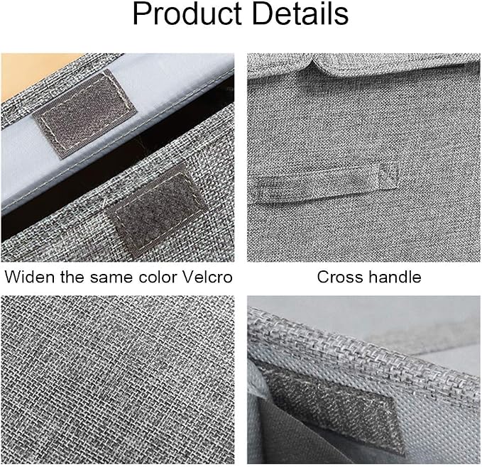 Storage Bins Linen Fabric Foldable Storage Boxes with Double Lids and Handles Fabric Storage Bin Organizer Box Containers for Nursery Home Bedroom Wardrobe - Image 6
