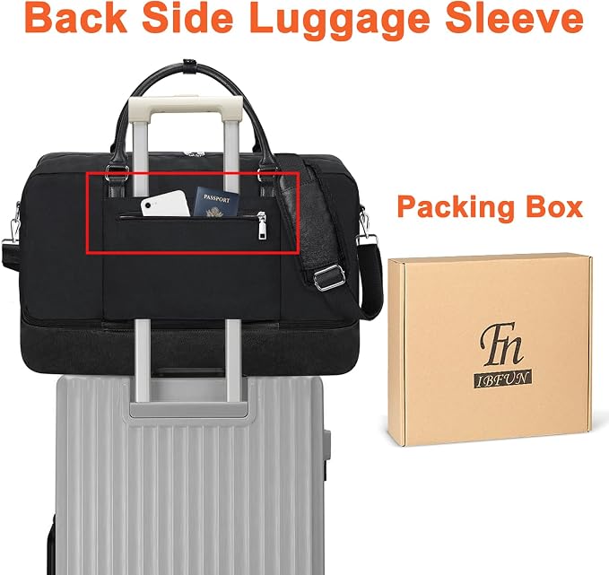 Weekender Bags for Women, 21" Travel Duffle Bag with Shoe Compartment | 3PCS Carry On Overnight Large Duffel Bag with Crossbody Bag and Toiletry Bag for Weekend Travel Gym Hospital Business Trip - Image 5