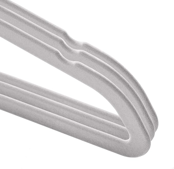 Casafield 50 Velvet Baby Hangers - 11" Size for Infant & Toddler Clothes - Gray - Image 3