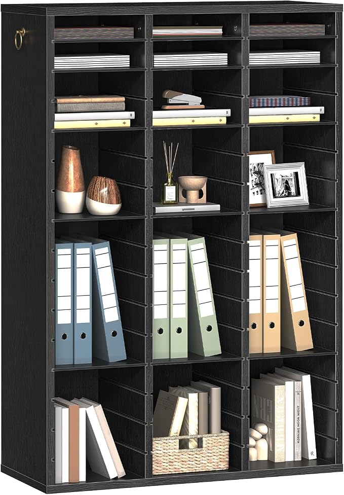 HOOBRO Literature Organizer, 48 Compartments Wooden Mail Organizer, Countertop Literature Sorter with Adjustable Shelves for Home, Office, School, Student Mailbox for Classroom, Black BK163WF01 - Image 9