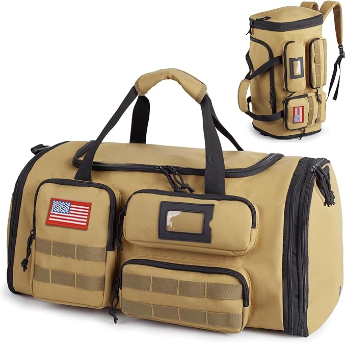 Expandable Gym Bag for Men,Tactical Large 3-in-1 Travel Duffle Backpack Bag | Water-Resistant Sports Bag With Shoes Compartment,Multi-Functional Travel Duffel Bag For Weekend, Overnight, Workout,Camping by ATRIPACK