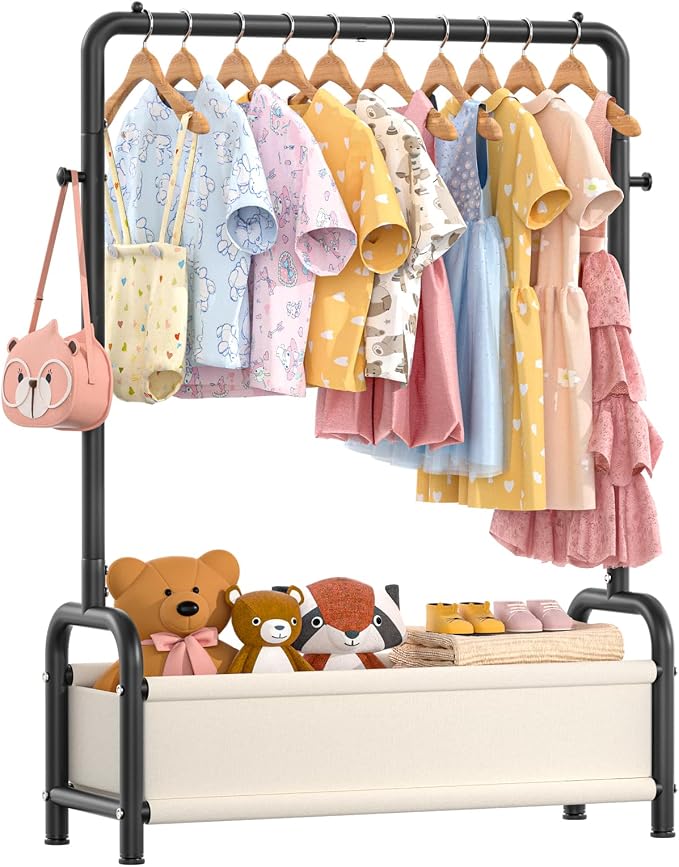 Kids Clothing Rack with Storage Shelf, Kids Dress Up Storage by Unknown