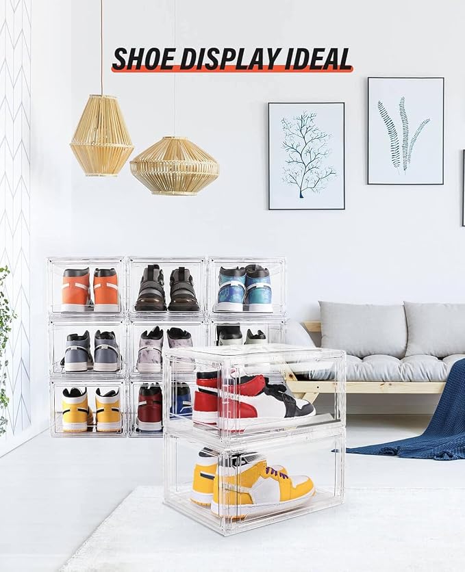 KDOR Shoe Boxes Clear Plastic Stackable 3 Pack Shoe Storage for Sneakerheads, Shoe Display Case Magnetic Door, Strong and Block of UV Protect your Shoes - Image 5