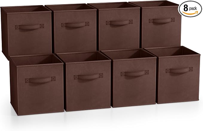 Sorbus Fabric Storage Cubes - 8 Foldable Storage Bins for Organizing Pantry, Cubbies, Toy Box - Clothes Storage & Closet Organizer - 11 Inch Collapsible Cube Baskets for Shelves with Handle by Sorbus