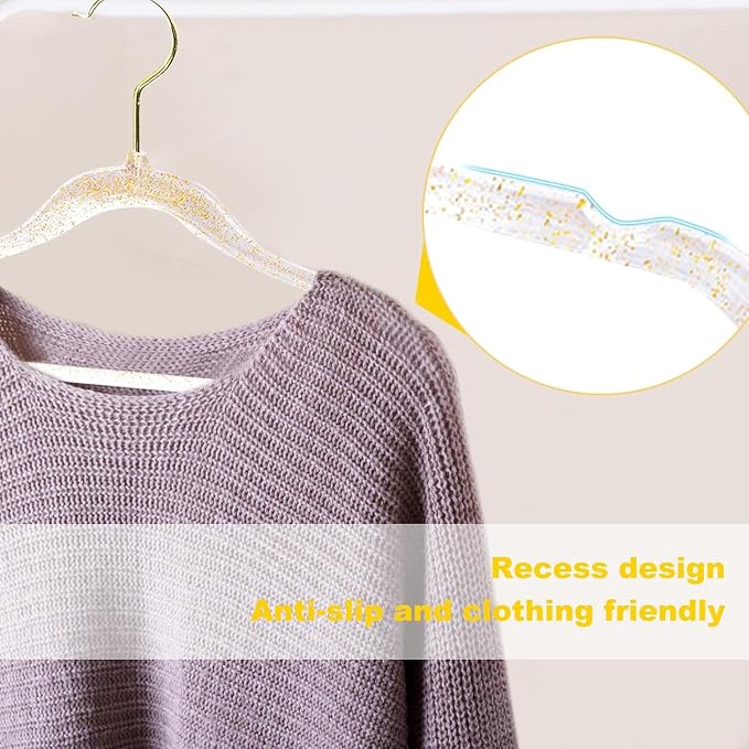 Clear Clothes Hangers 16", 20 Pack Plastic Coat Hanger for Adult Closet, Durable Ganchos de Ropa with Swivel Hook, Thin Space Saving Perchas de Plástico for Spaghetti Strap Dress Suit - Image 8