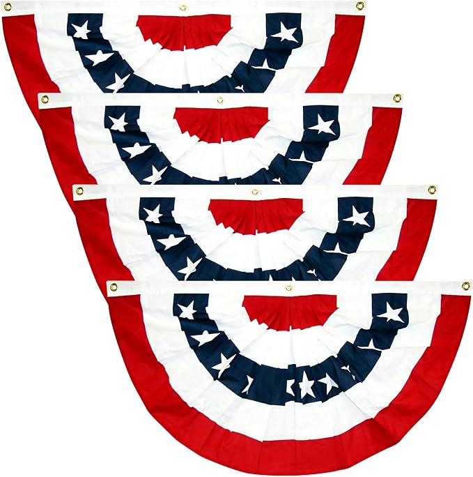 EBaokuup 4 Pcs USA Patriotic Pleated Fan Flags-3 x1.5 Ft American US Flag Bunting Banner Patriotic Bunting Flag Stars and Stripes Flag Bunting for Memorial Day The 4th of July and Labour Day by EBaokuup