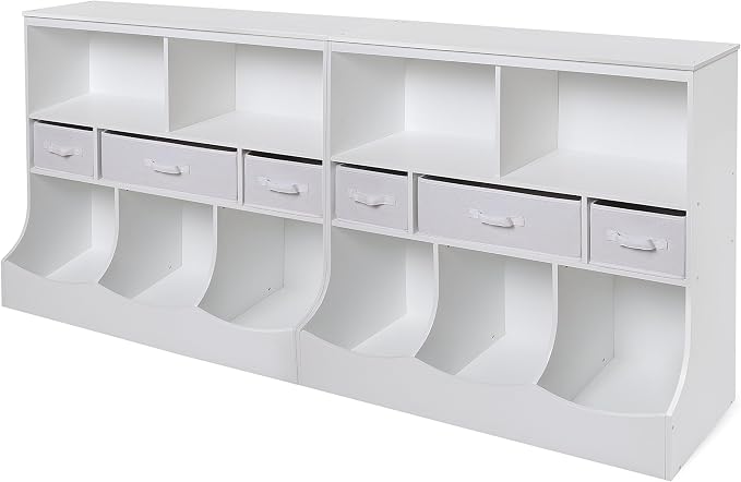Badger Basket Combo Toy Storage Organizer and Bookshelf - Kids Storage Unit with 3 Removable Baskets, Open Shelves, Top Display Surface - White - Image 9