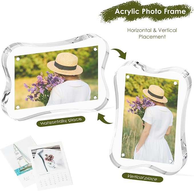 4x6 Acrylic Picture Frame 3 Pack, 10+10mm Thick, Double-Sided Transparent Magnetic Frameless Photo Frame, Desktop Freestanding Display for Office or Home, a Practical Gift Item - Image 6