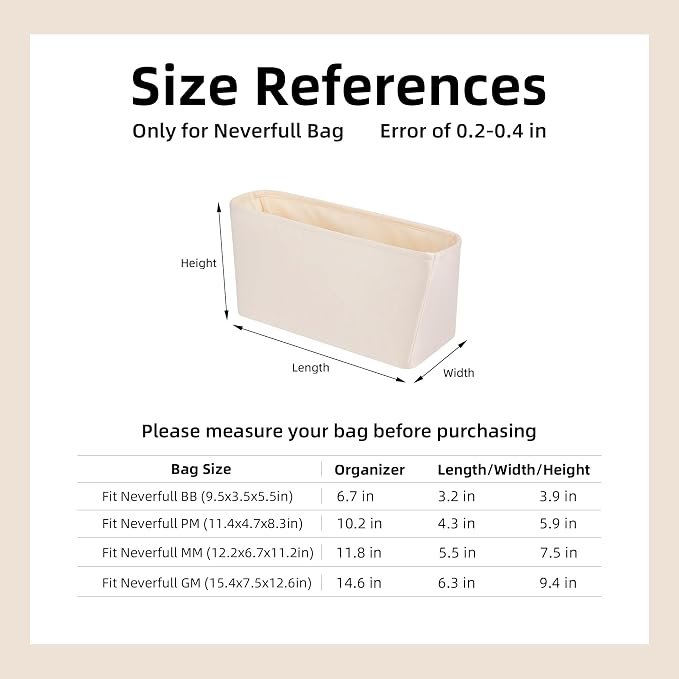 DGAZ Silk Purse Organizer Insert for Neverfullbag(MM, Craie) | Soft and Lightweight,Perfect Fit,Multi-pocket Storage,Bag Protector,Luxury Bag Care,Handmade,for Smooth Bag Organizer - Image 7