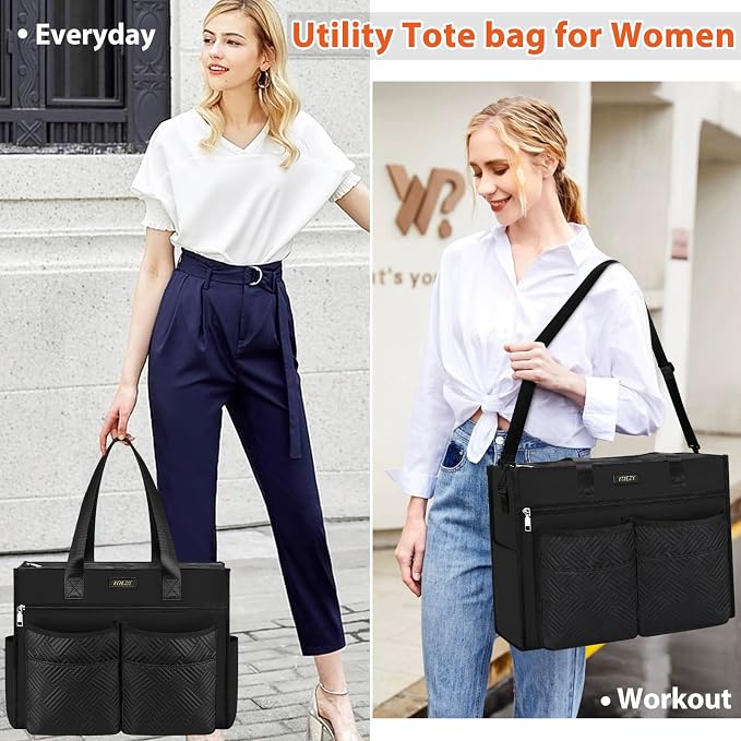 ITIEZY Large Utility Tote Bag for Women with 18 Pockets, Waterproof Teacher Nurse Bags with Zipper for Everyday Travel Work - Image 7