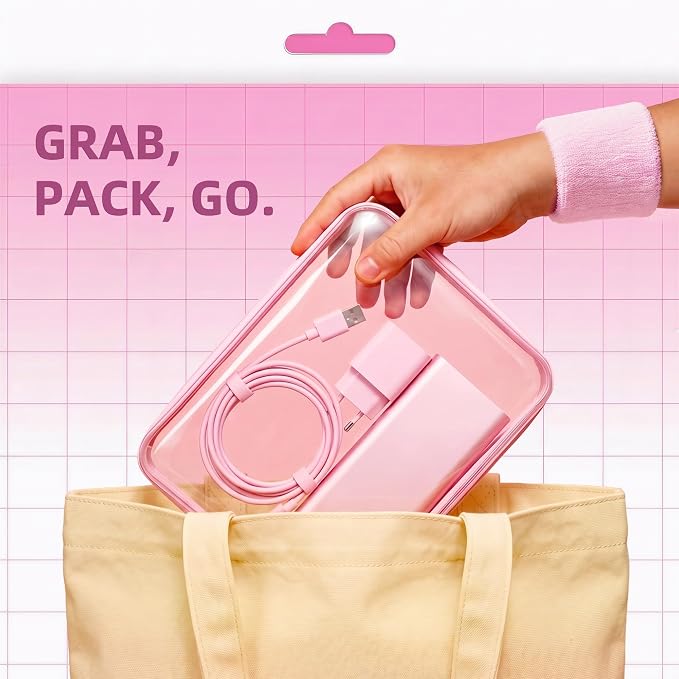 CoiiJoii 6Pcs Large Clear Hard Shell Zippered Case, Diaper Bag Organizing Pouches, Waterproof Cosmetic Bag, Toiletry Bag Storage Organizer Bins. - Image 3