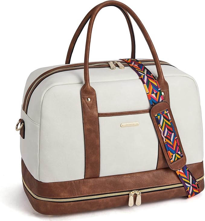 BOSTANTEN Weekender Bags for Women Travel Leather Overnight Bags | Shoe Compartment, Trolley Sleeve, Fits Under-seat, Airline-Friendly Carry-on Size, Designer, Weekend Getaways, Business Trip by BOSTANTEN