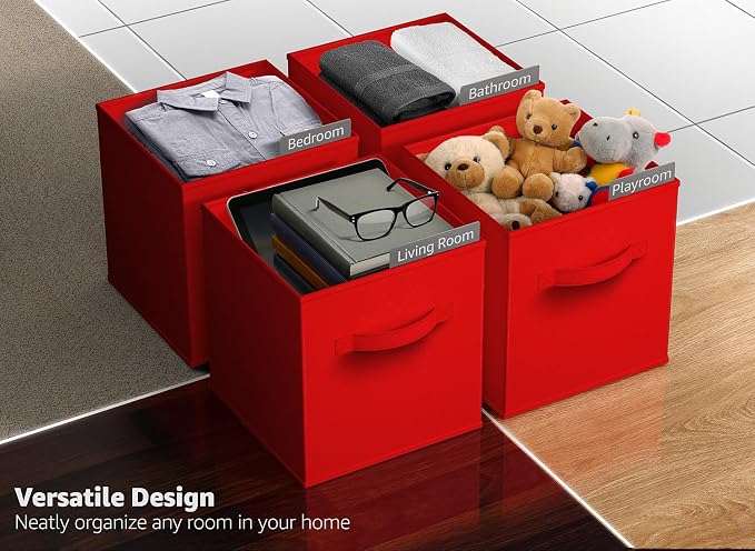 Sorbus Fabric Storage Cubes - 8 Foldable Storage Bins for Organizing Pantry, Cubbies, Toy Box - Clothes Storage & Closet Organizer - 11 Inch Collapsible Cube Baskets for Shelves with Handle - Image 6