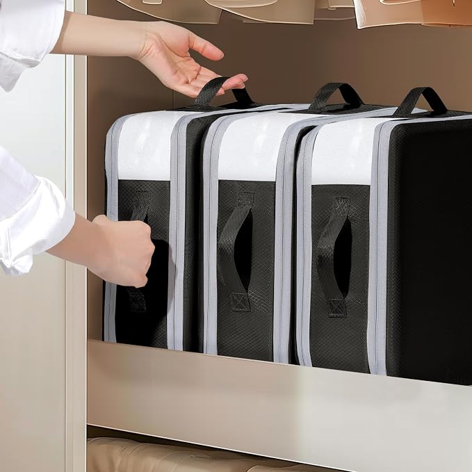 DIMJ Clothes Storage Bag 6 Pack, 19L Compression Storage Bags for Blanket, Sweater, Jacket, Closet, Sheet Storage Organizer with Window Handle, Compression Packing Cubes Space Saver Bags with Zipper - Image 5
