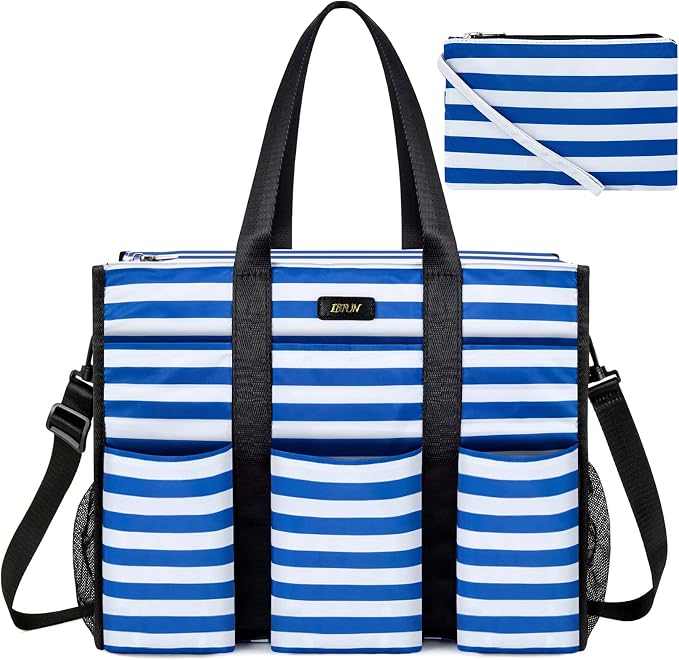 IBFUN Utility Tote Bag with 24 Pockets, Large Teacher Travel Tote for Women | Large Work Tote Bag 2pcs with Zipper for Travel Daily School Teacher Nurse, Large Lightweight Laptop Shoulder Bag Handbag by IBFUN