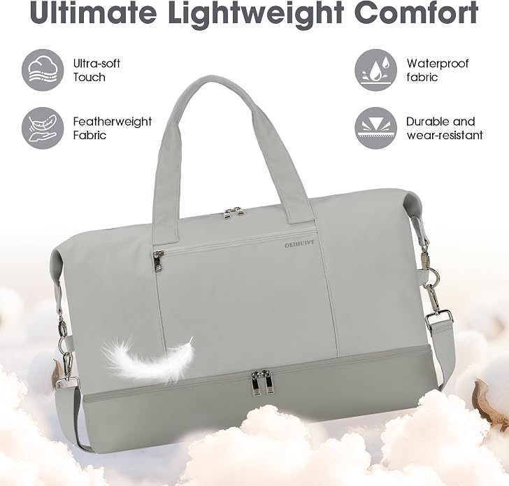 Women's Weekender bag Travel Duffel Bag with Shoe Compartment 21-inch Airline-Approved Carry-On, 2-Piece Overnight Bag Set Personal Item Luggage - Image 2