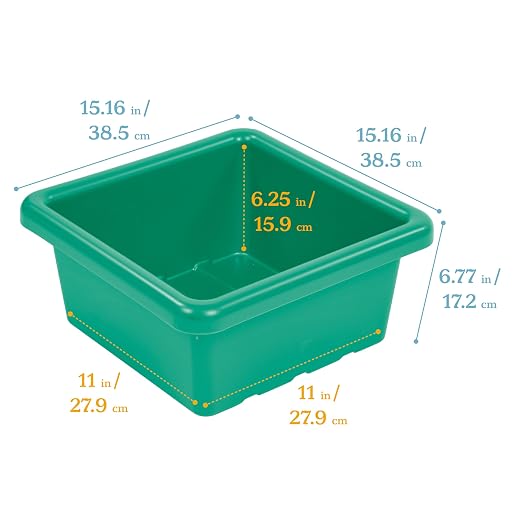 ECR4Kids Stackable Square Bins with Non-Snap Lids, Multipurpose Organization, Emerald, 2-Pack - Image 2