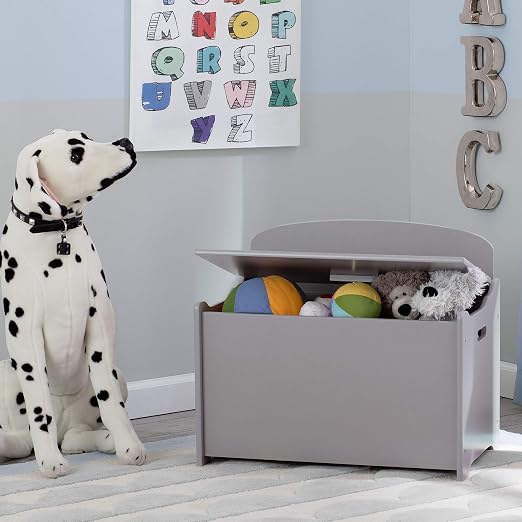 Delta Children MySize 9 Bin Plastic Toy Organizer - Greenguard Gold Certified, Grey & MySize Deluxe Toy Box - Greenguard Gold Certified, Grey - Image 6