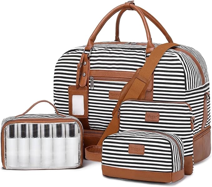 4PCS Weekender Bags for Women Large Overnight Weekend Travel Duffel Bags | Travel Bag Carry-on Tote Hospital Bag with Shoe Compartment Crossbody Toiletry Bag for Travel Business Gym Water Resistant by Wogarl