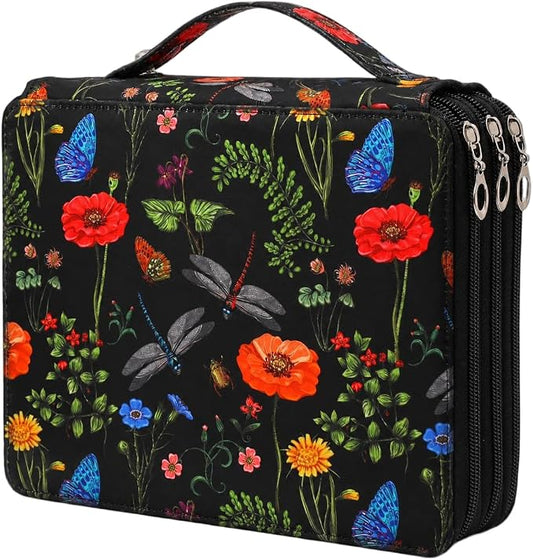 120 Slots Colored Pencil Case Organizer, 3 Layer Bag | Twill Oxford fabric,127 elastic loops,detachable handle,for travel, home storage,drawing tools,creative gifts by Lbxgap