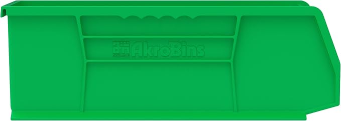 Akro-Mils 30234 AkroBins Plastic Storage Bins, 15"x5"x5", Green, 12-Pack | Space-Saving Stackable Bins for Garage, Pantry, Craft Organization - Image 2