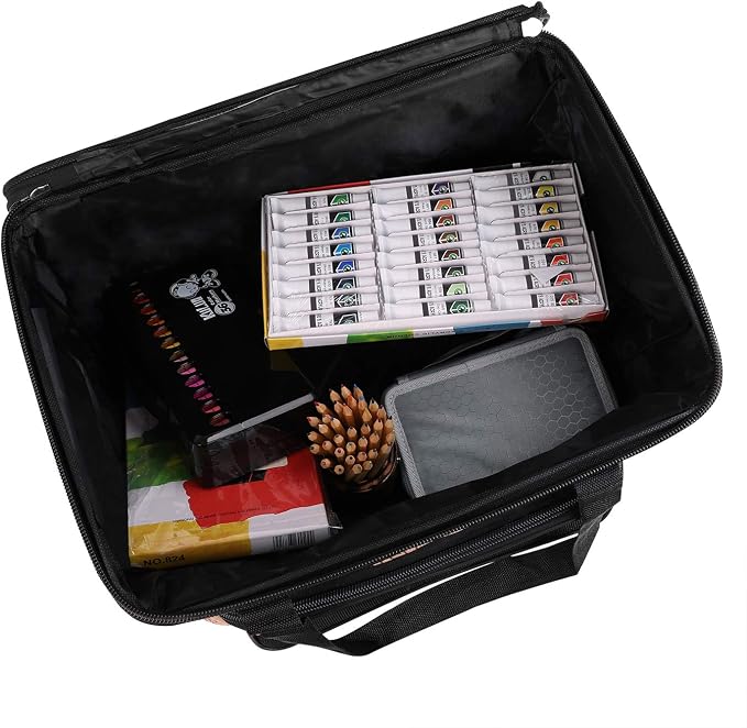 Starsouce Large Capacity Art Supply Organizer Tote Bag – Padded Craft Storage with Adjustable Shoulder Strap, Foldable Travel Caddy for Brushes, Markers, Sketchbook, Watercolor Palette & More - Image 2