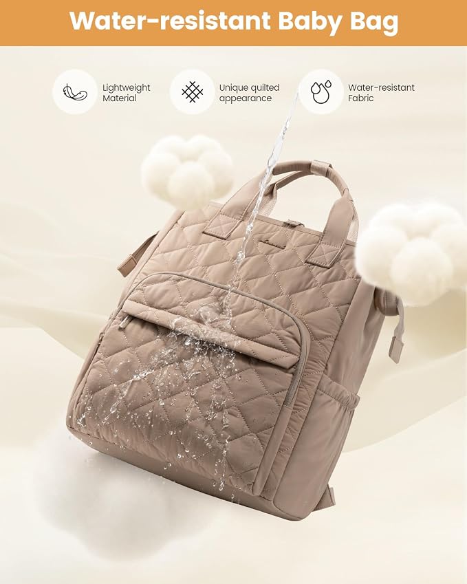 LOVEVOOK Small Diaper Bag Backpack, Mini Baby Bag for Girl Boy with Changing Pad, Diaper Backpack for Mom Dad with Stroller Buckles, Khaki - Image 7