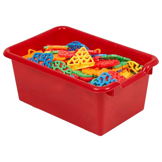 ECR4Kids Scoop Front Storage Bin, Multipurpose Organization, Red, 5-Piece | Durable plastic, GREENGUARD Gold Certified, 1.2 gallon capacity, lightweight & nestable, built-in handle, classroom/home use - Image 10