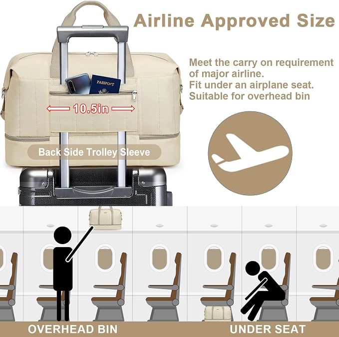 Weekender Bags for Women, 21" Travel Duffle Bag with Shoe Compartment | 3PCS Carry On Overnight Large Duffel Bag with Crossbody Bag and Toiletry Bag for Weekend Travel Gym Hospital Business Trip - Image 4