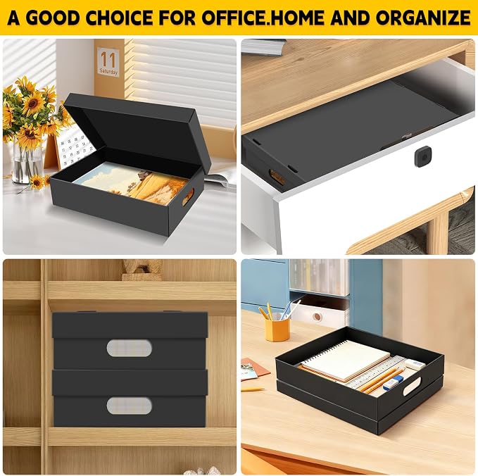 AOBOPLE 8 Pack Photo Storage Box,9" x 12" x 4" Archival Storage Box with Lids,Protective Storage Box for Photo,Pictures,9x12 Documents, Keepsakes and Jewelry Home and Office Organizer - Image 4