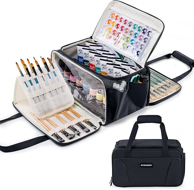 SFYBYHEART Acrylic Paint Storage, Craft Organizer, Art Supply Organizer, Art Tote Bags, Paints Brush Holder for Apple Barrel Acrylic Painting, Palette Board by SFYBYHEART