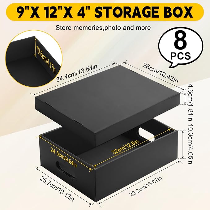 AOBOPLE 8 Pack Photo Storage Box,9" x 12" x 4" Archival Storage Box with Lids,Protective Storage Box for Photo,Pictures,9x12 Documents, Keepsakes and Jewelry Home and Office Organizer - Image 2