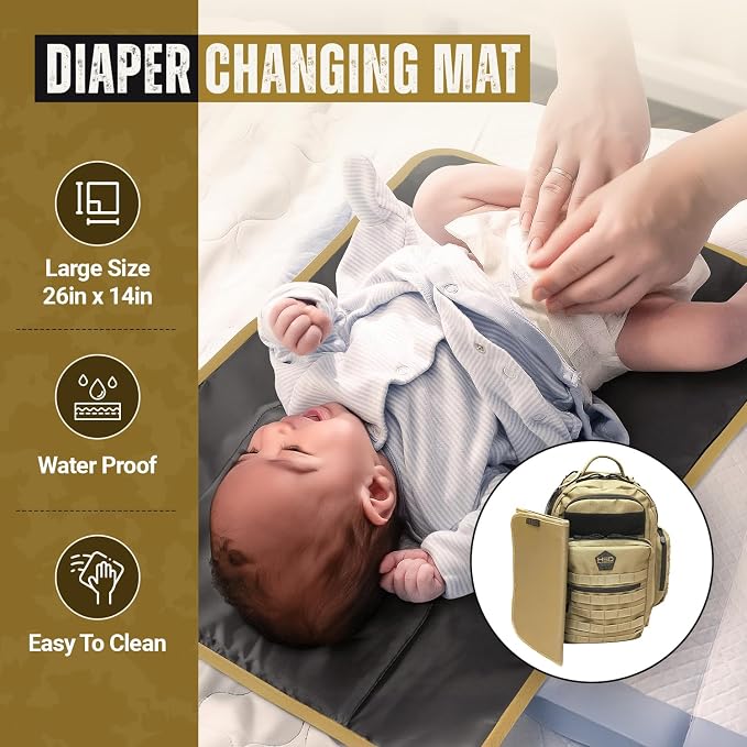 Diaper Bag Backpack with Diaper Changing Mat - Waterproof Military-Grade Baby Travel Bag - Spacious Design for Moms and Dads on the Go with Toddlers Baby Bag - Coyote Brown - Image 6