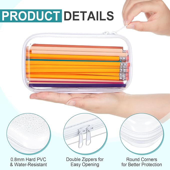 20 Pcs Clear Hard Zipper Case Bulk Hard Shell Plastic Pouch Transparent Double Zippers Toy Storage Organizer Bins for Building Blocks, Puzzles, Cosmetics(7.48 x 2.94 x 2 Inch) - Image 3