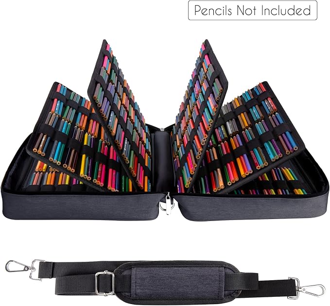 YOUSHARES Big Capacity Colored Pencil Case - 480 Slots large Pen Case Organizer with Multilayer Holder for Prismacolor Colored Pencils & Gel Pen (Black) - Image 3