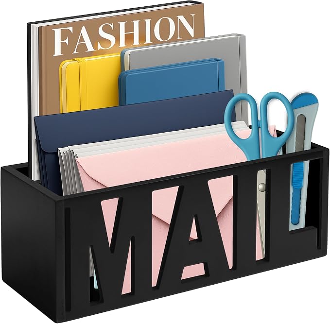 Mail Organizer Countertop, Desk or Wall Mail Holder for Bill Storage, Black | Bills, Envelopes, Documents & Receipts by ADDFITHOUSE