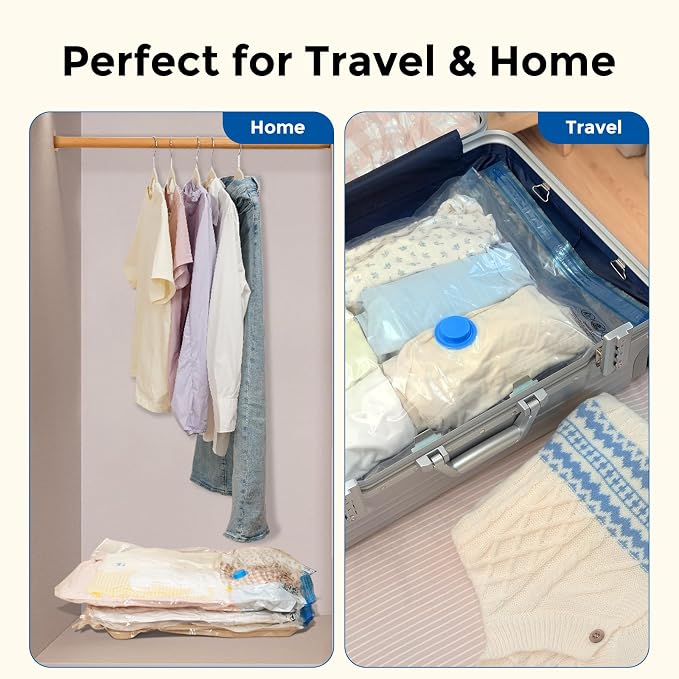 ETENWOLF 20 Combo Vacuum Storage Bags for Travel | Vacuum Seal Bags for Clothing Travel, Compression Packing Bags for Clothes and Blankets, Space Saver Bags in Carry-On Sizes - Image 6