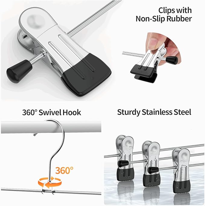 Pants Hangers with Clips Skirt Hangers for Women 10Pack | Metal Adjustable Trouser Hangers for Jeans Shorts Dress Clothes Hangers Space Saving Black - Image 5