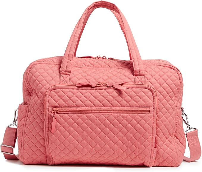 Vera Bradley Women's Cotton Weekender Travel Bag, Terra Cotta Rose - Recycled Cotton, One Size by VeraBradley