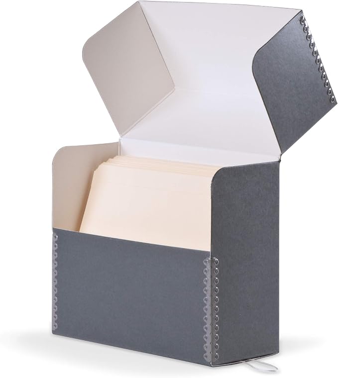 Blue/Grey Document Storage Box with Flip-Top Lid - 5W x 15 1/4L x 10 1/4" H - Image 2