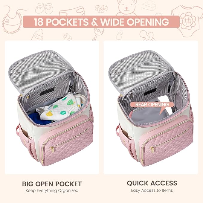LOVEVOOK Diaper Bag Backpack Large Capacity Baby Bag with Portable Changing Pad, Multifunction Baby Travel Backpack - Image 5