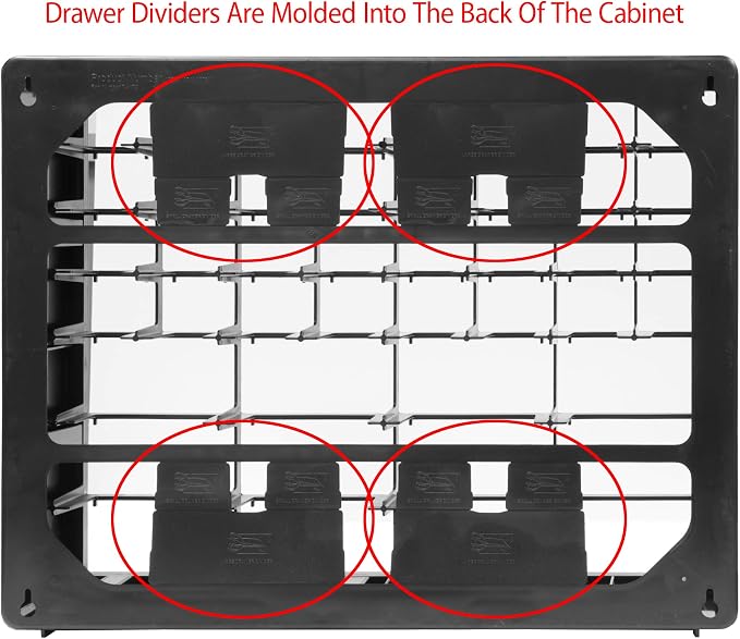 Akro-Mils 10124 24 Drawer Plastic Parts Storage Hardware and Craft Cabinet, 20-Inch x 16-Inch x 6.5-Inch, Black - Image 5