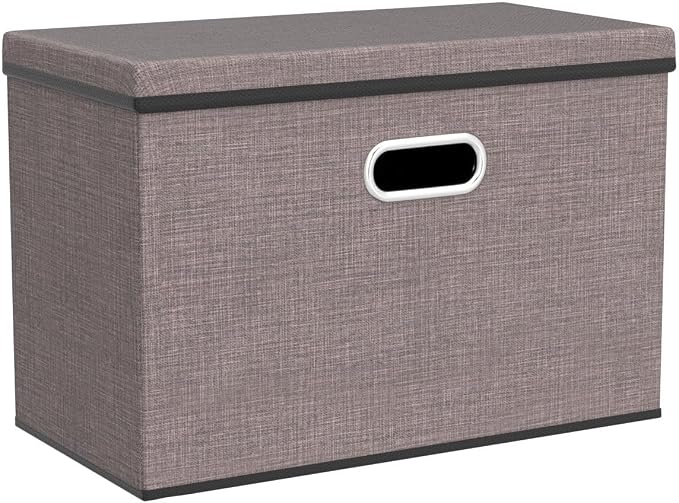 Large Collapsible Storage Bins with Lids [3-Pack] Linen/Cotton Blend Foldable Storage Boxes Organizer Containers Baskets Cube with Cover for Home Bedroom Closet Office Nursery(17.7x11.8x11.8) - Image 3