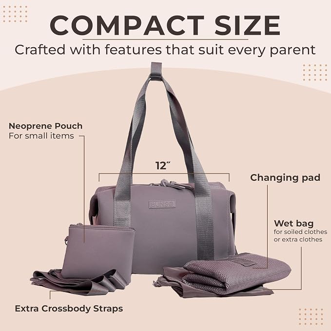 Small Diaper Bag Tote - Lightweight 12x7x8 in Neoprene Diaper Bag with Changing Pad and Pouch, Water-Resistant - Image 4