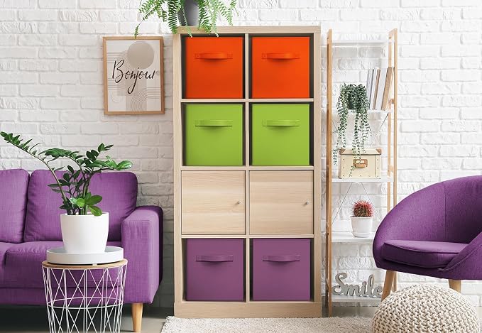 Sorbus Fabric Storage Cubes - 6 Foldable Storage Bins for Organizing Pantry, Cubbies, Toy Box - Clothes Storage & Closet Organizer - 13 Inch Collapsible Cube Baskets for Shelves with Handle - Image 4