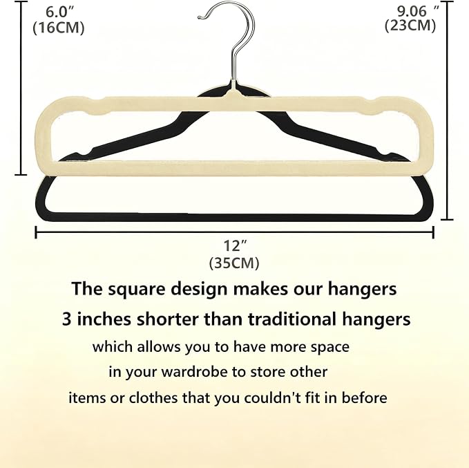 20 Pack Velvet Pants Hangers for Closet Space Saving, Thin Hanger (Beige) | 35cm(L) Heavy Duty Flocked Trouser Hangers, Durable, Clothes Hanger with Silver Swivel Hook, Jean Hangers for Women and Men - Image 3
